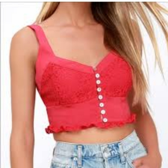 Free People Here I Am brami red lace - Picture 1 of 9